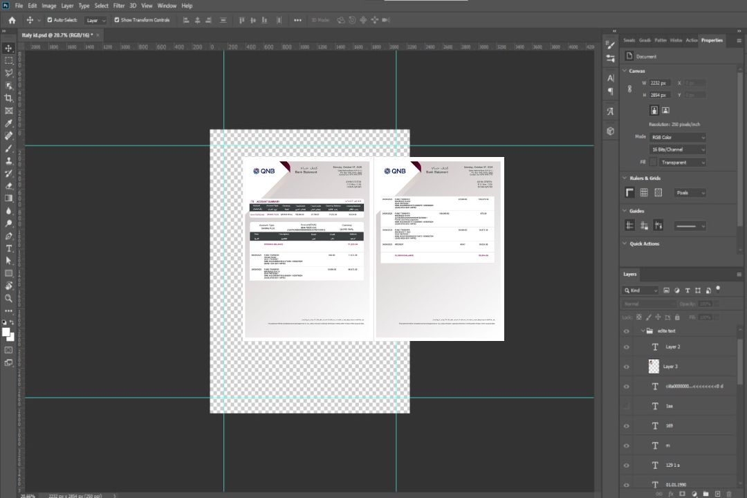 Modèle Word et PDF de relevé bancaire Qatar QNB, 2 pages template Modèle Word et PDF de relevé bancaire Qatar QNB, 2 pages template